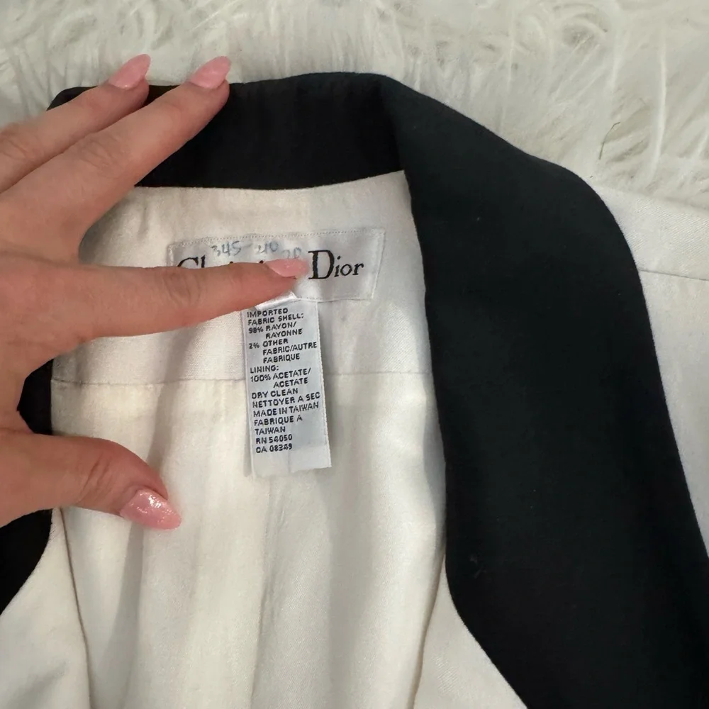 Vintage Dior White Blazer Structured Lapels Tailored Fit